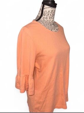 Blair Peach Ruffle Cuff Quarter Sleeve Tee